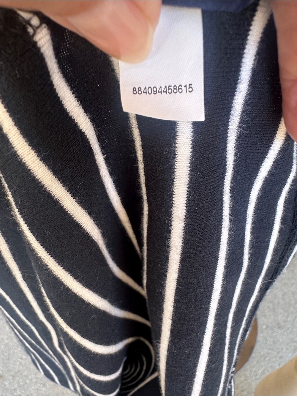 Navy & White Striped Long-Sleeve Top with Shoulder Buttons - Picture 9 of 9